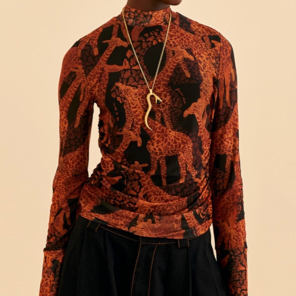 NWOT FARM Rio Long Sleeve Giraffe Top